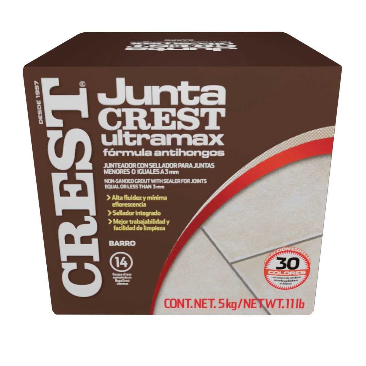 Adhesivo Juntacrest Ultramax Barro 5 Kg