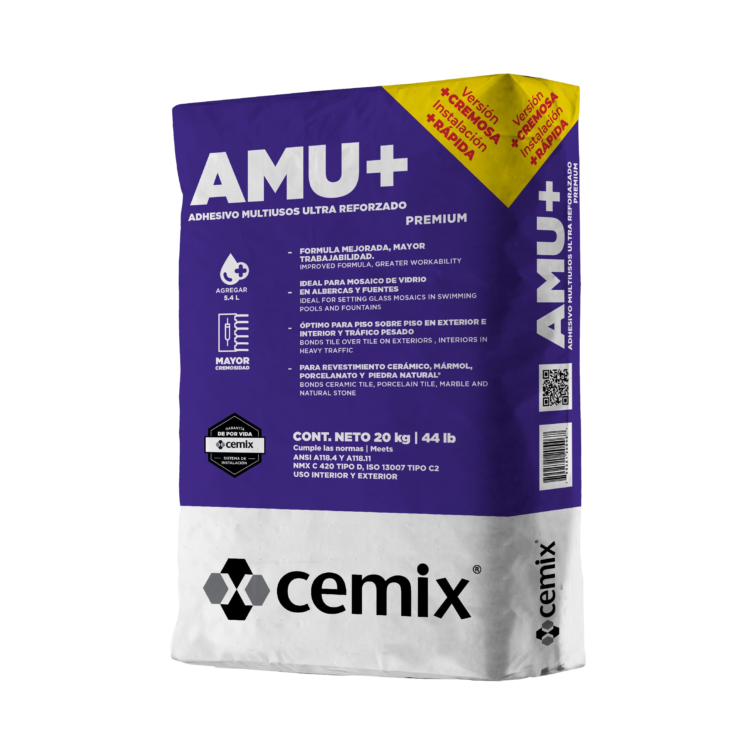 Adhesivo Cemix Amu color blanco 20 kg.