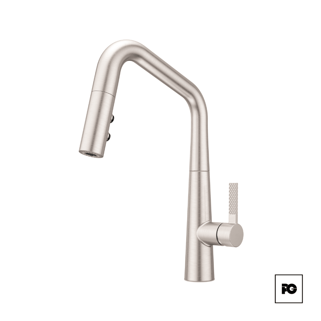 Monomando para Cocina Asari de Acero Inoxidable con Cuello Extraíble y Doble Función de Chorro.