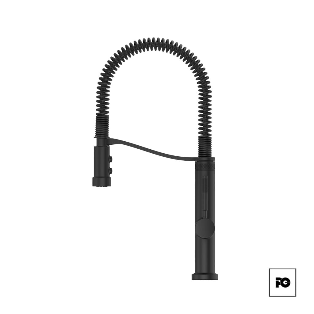 Monomando para Cocina Bruton Color Negro Mate con Cuello Extraíble Tipo Resorte.