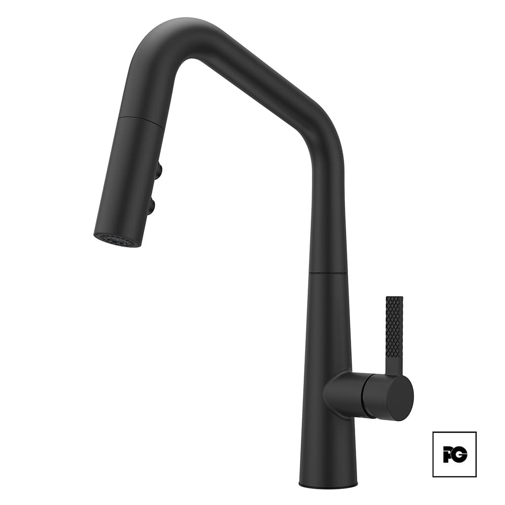 Monomando para Cocina Asari Color Negro Mate con Cuello Extraíble y Doble Función de Chorro.