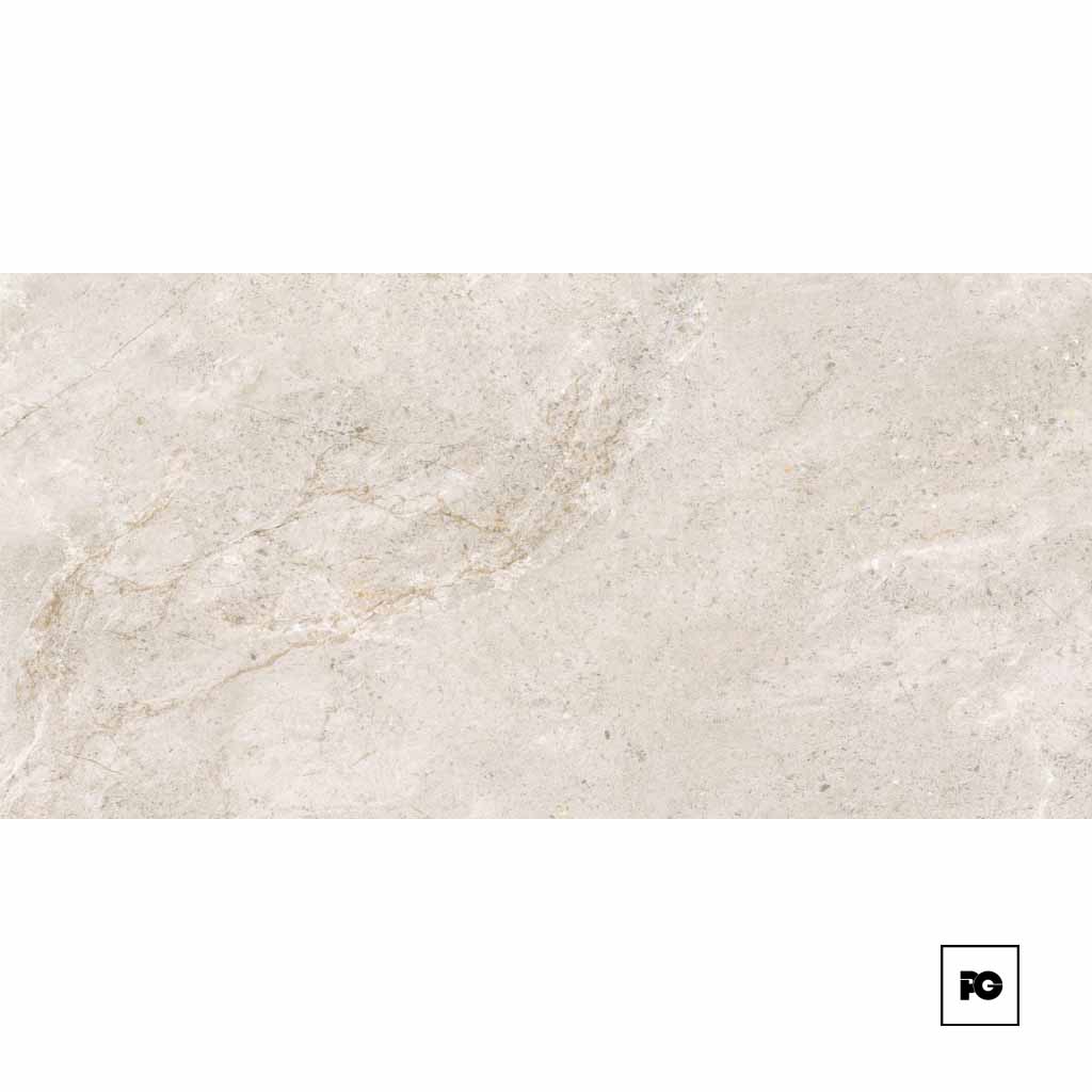 Piso cerámico brillante color beige formato 60x120, modelo Mármol Gro.