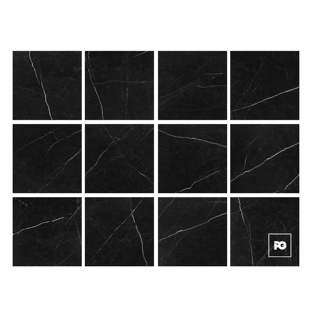 Piso cerámico brillante color negro formato 44x44, modelo Mármol Radu. - Imagen 3