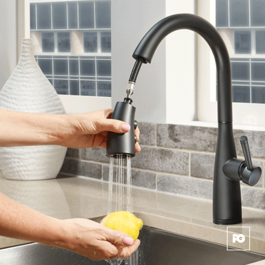 Monomando para Cocina Raya Color Negro Mate con Cuello Extraíble. - Imagen 3
