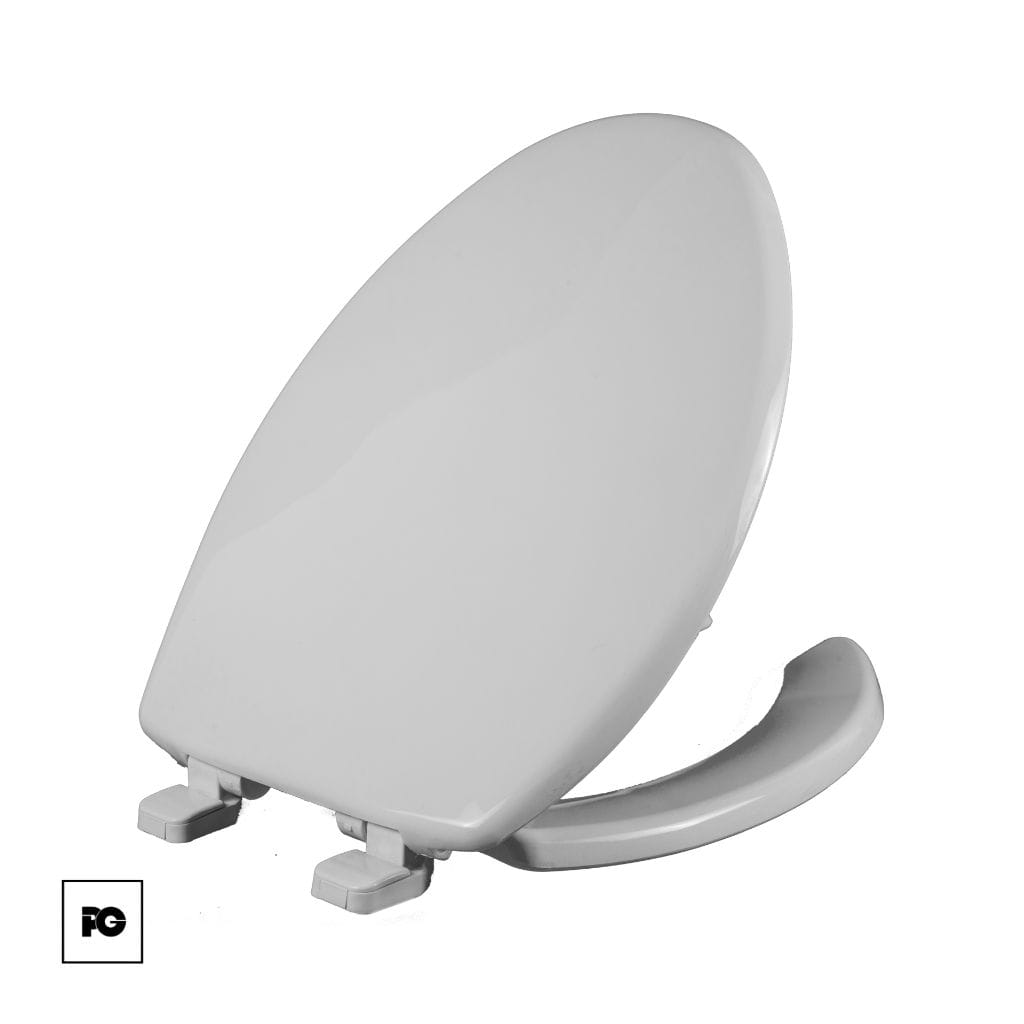 Asiento de plástico alargado, color blanco, cierre lento. - Imagen 3