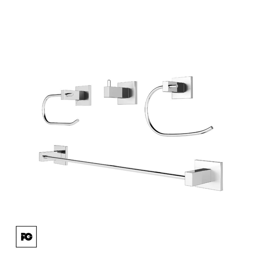 Juego de Accesorios para Baño Cromado Lainz de 4 Piezas.