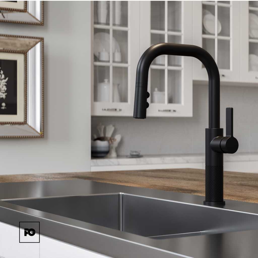 Monomando para Cocina Montay Negro Mate con Cuello Extraíble. - Imagen 2