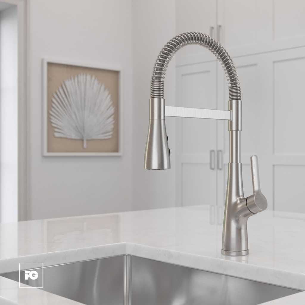 Monomando para Cocina Neera Color Cromo con Cuello Extraíble Tipo Resorte y Doble Función de Chorro. - Imagen 2