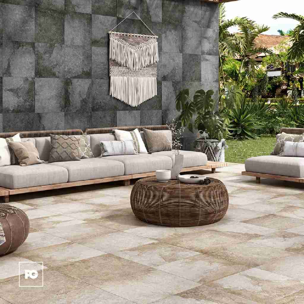 Piso cerámico color gris formato 55x55, modelo Piedra del Castillo. - Imagen 2