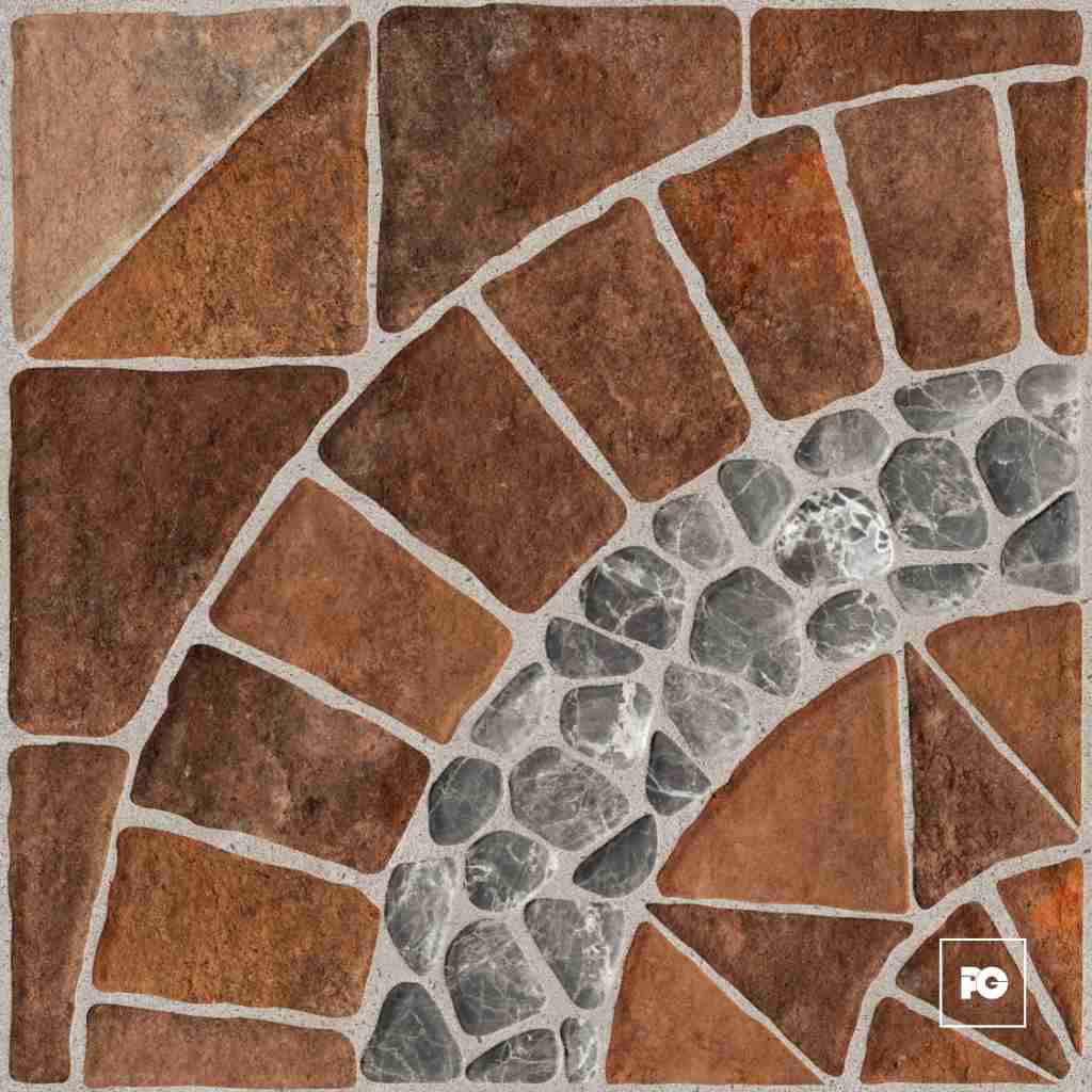 Piso cerámico color mix rojo formato 44x44, modelo Argel.