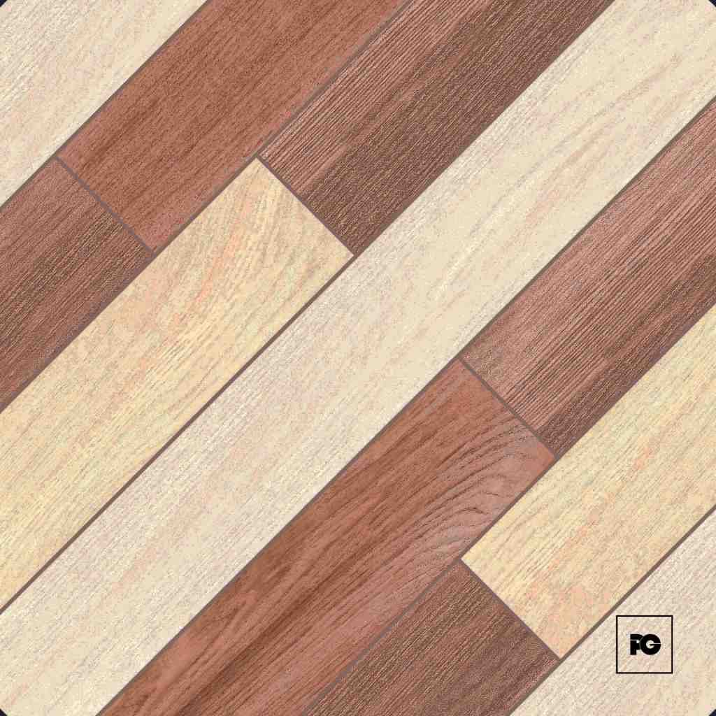 Piso cerámico tipo madera color café formato 36x36, modelo Cadereyta.