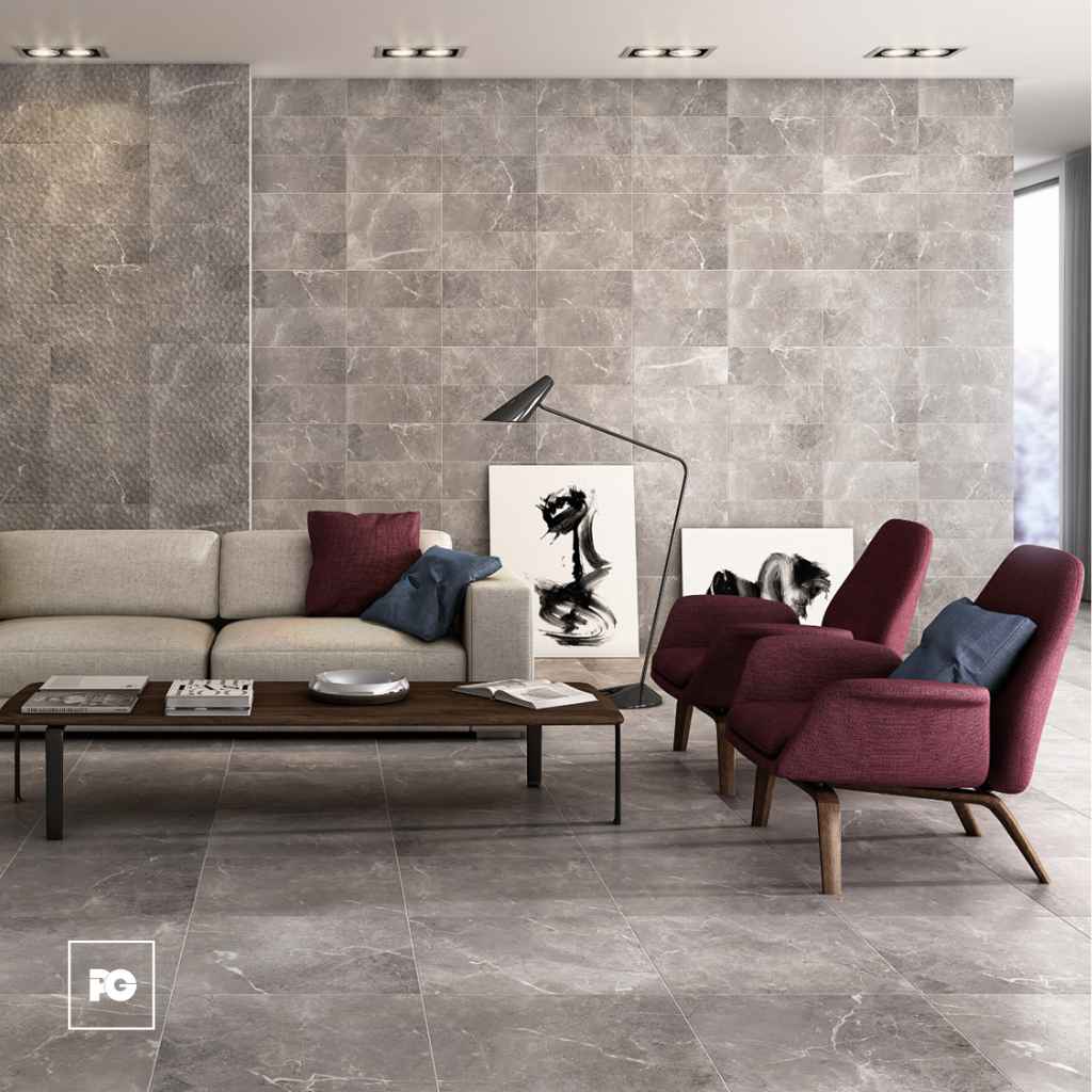 Piso cerámico color gris formato 55x55, modelo Amarelo. - Imagen 2